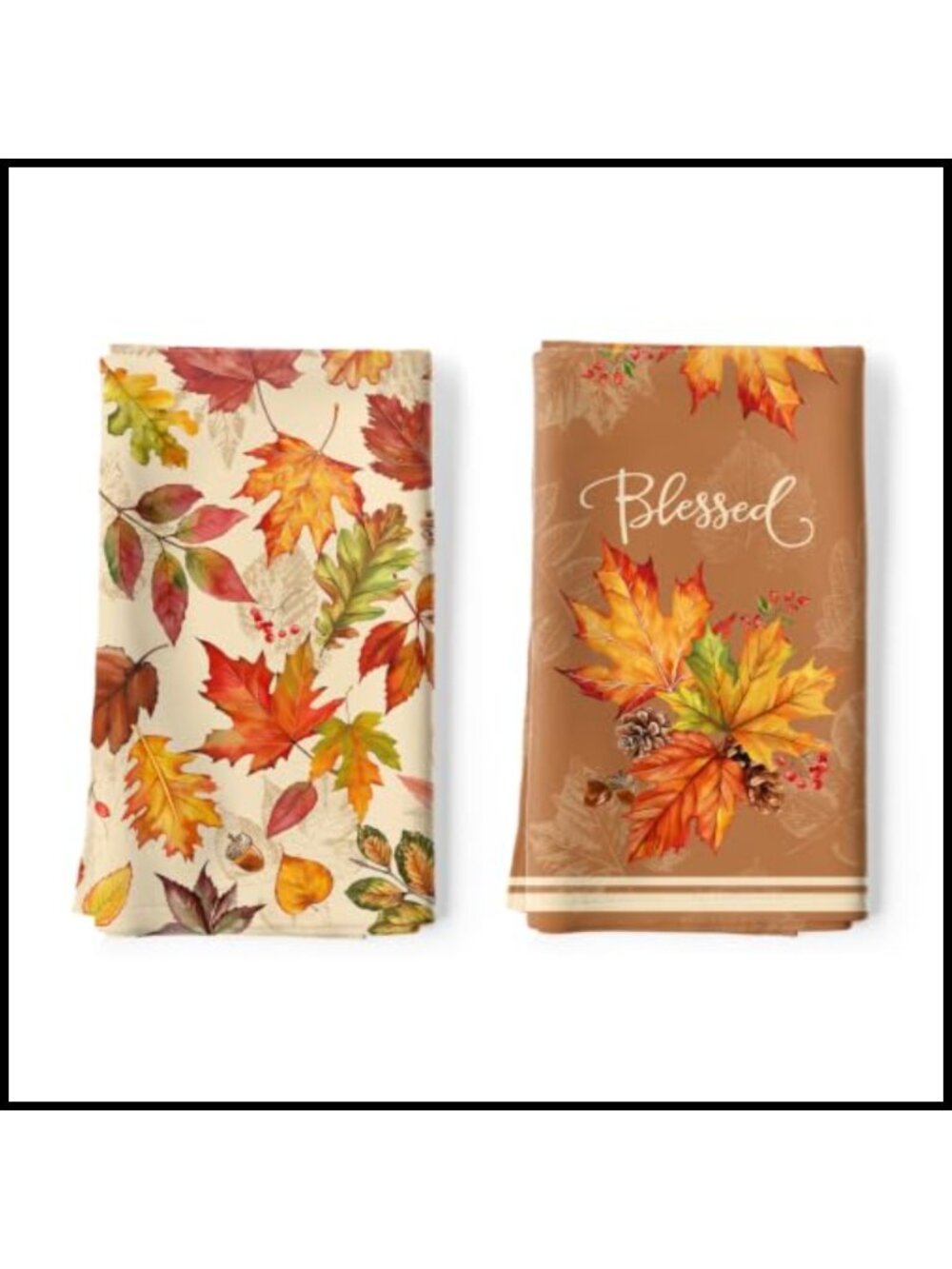 Fall Maple Leaf Kitchen Towels Set of 2 100% Cotton 18.9x27.5 Dish Cloths